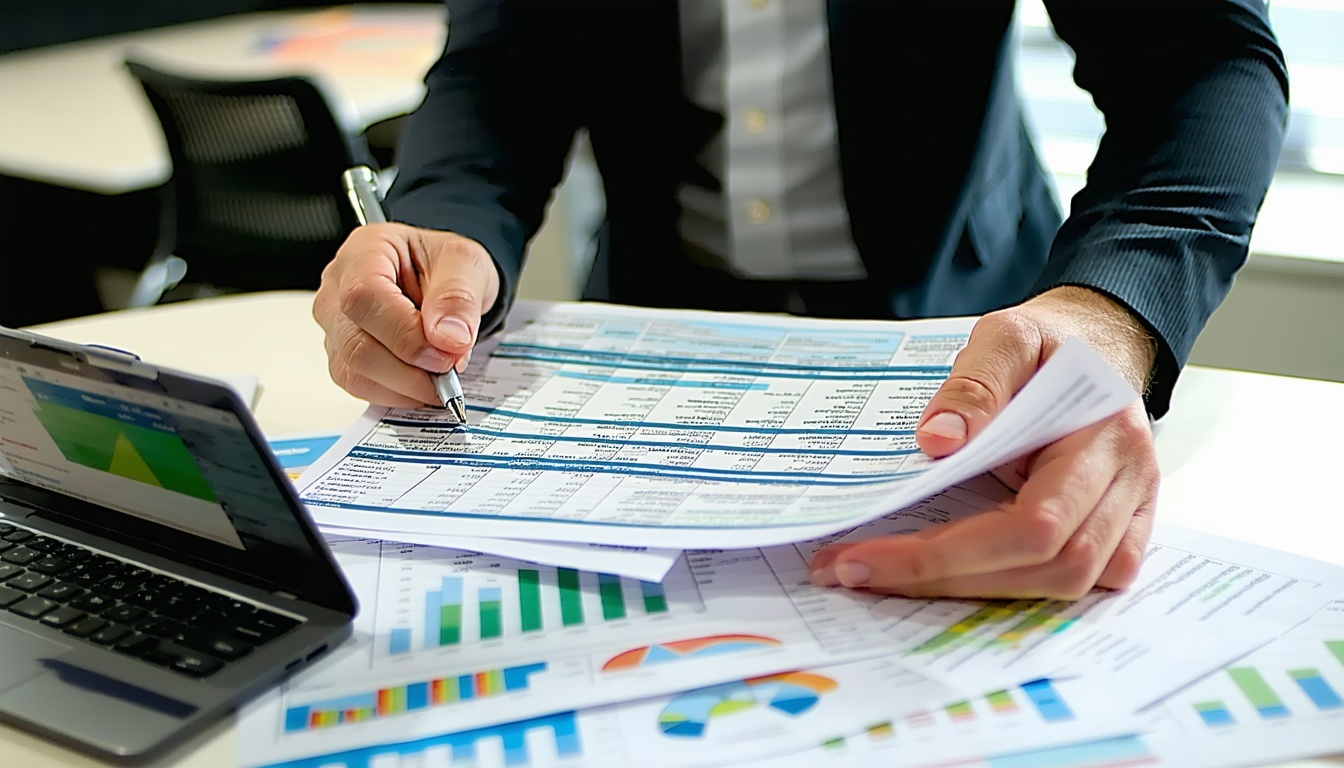 Small business owner reviewing finances with Action Capital Group funding